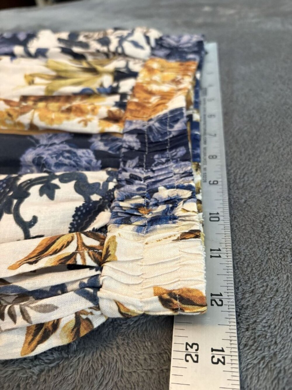 Christian Siriano Women Linen Blend Floral Wide-Leg Pants XS Blue Orange Cropped - Picture 8 of 10